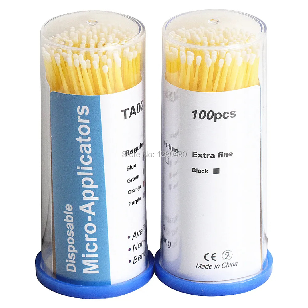 Disposable Cotton Swab Fine Yellow Micro Applicators - 100 Pieces/Box