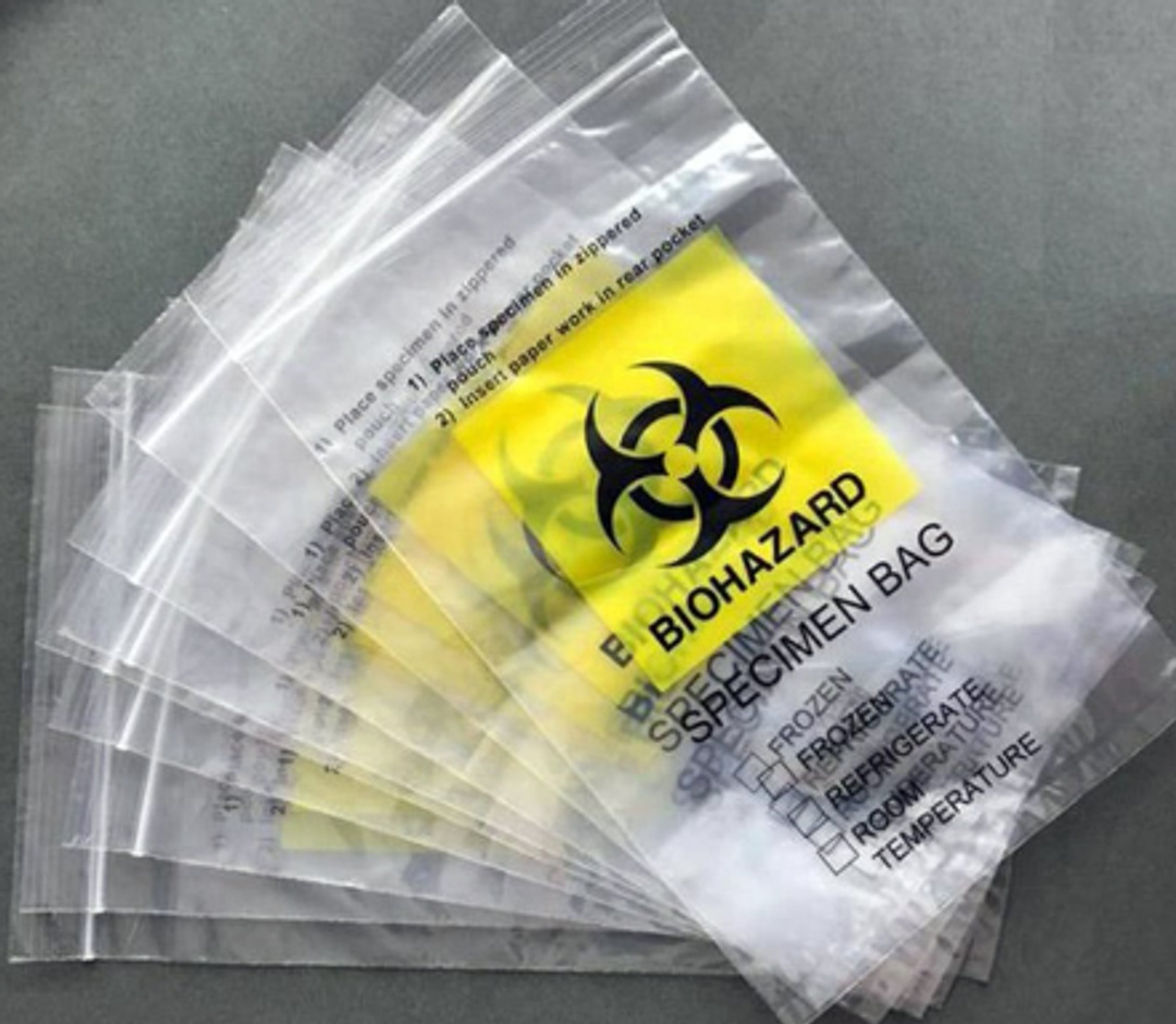 Biohazard Specimen Bag Zip Pared Pouch Pack of 100