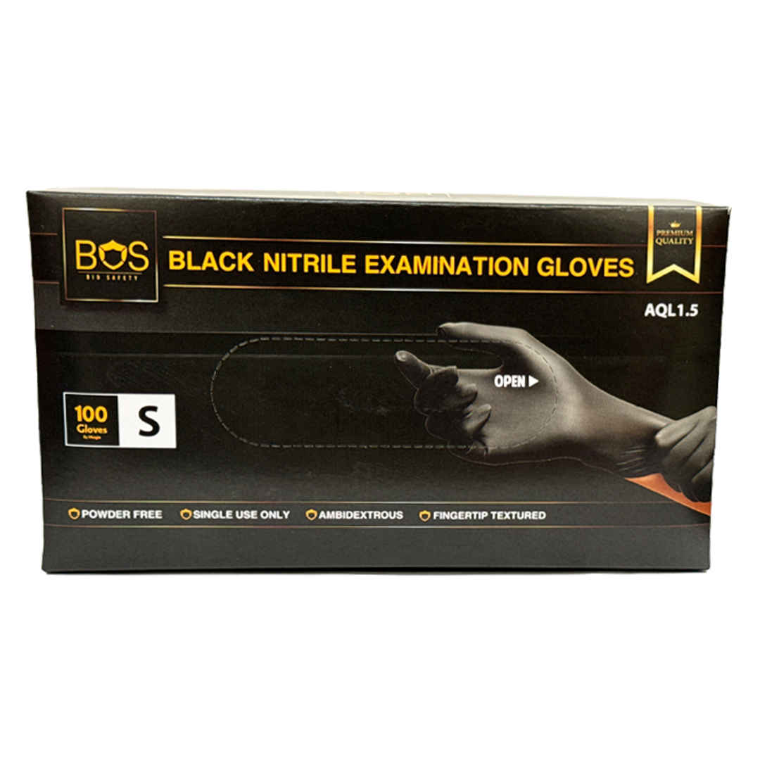 Boss Black Nitrile Examination Glove - Small Pack of 100