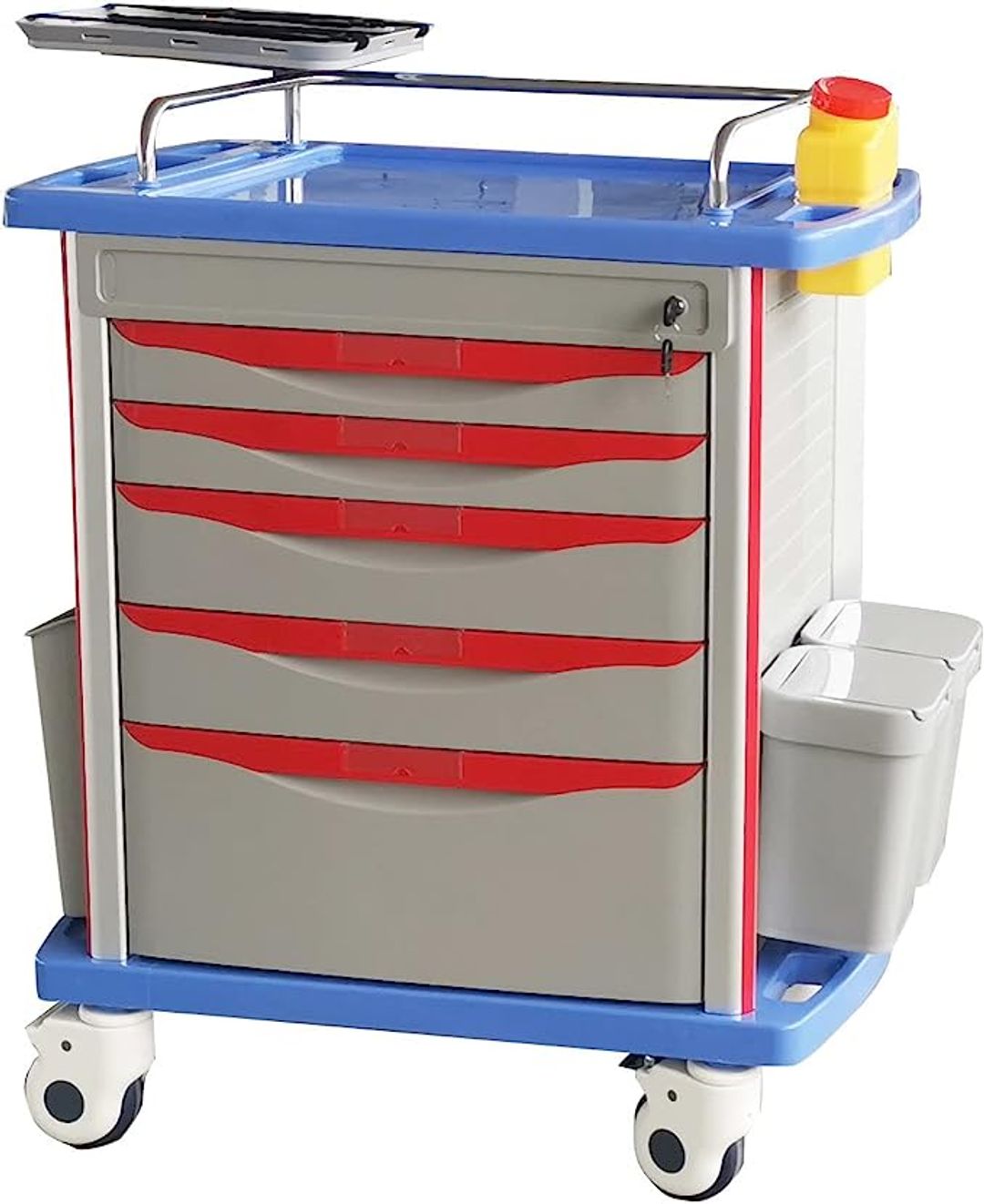 Emergency Crash Cart Trolley - Blue and Red ABS Material