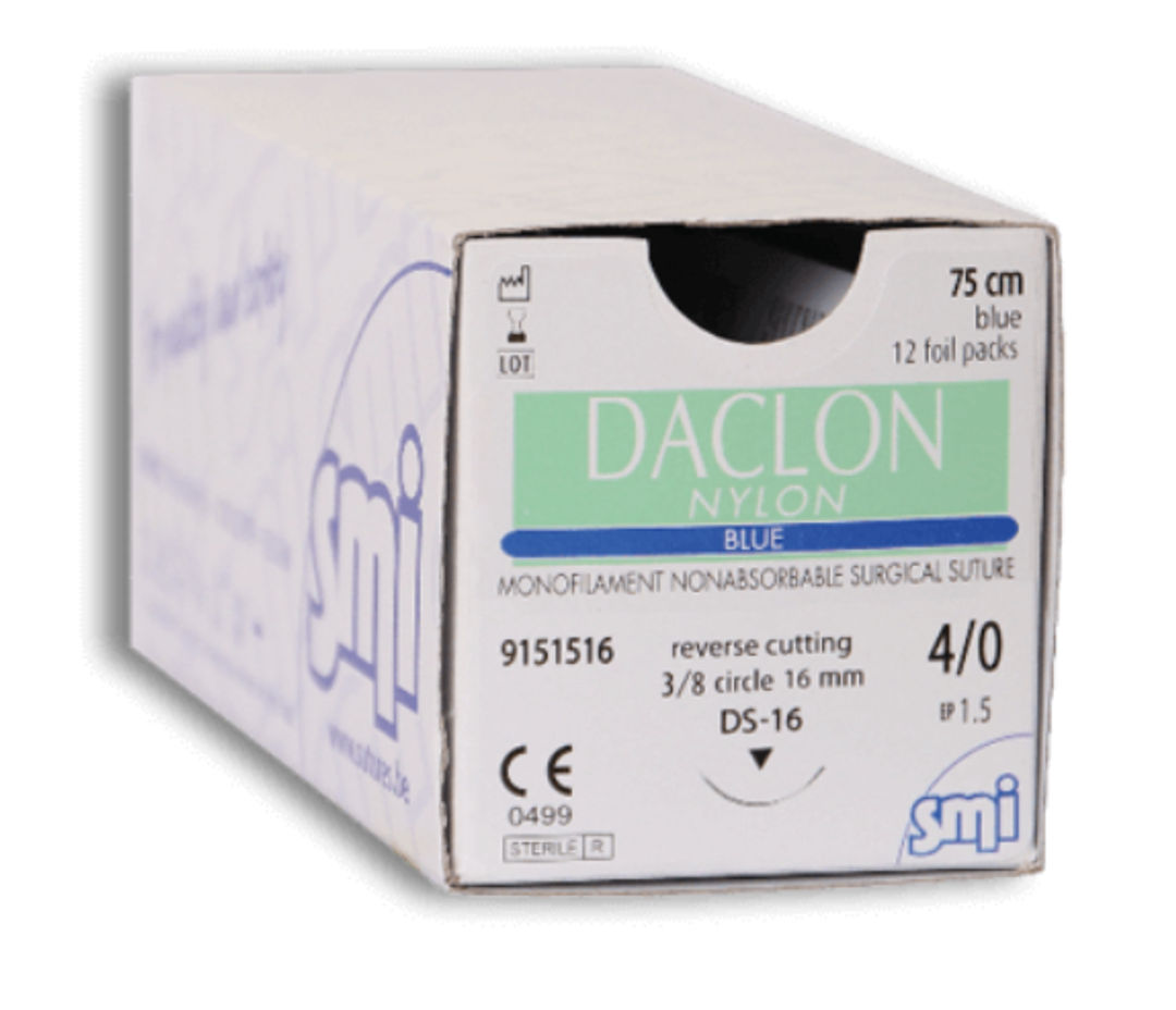 SMI Daclon Nylon Black Sutures - 6/0 9071516 Pack of 12