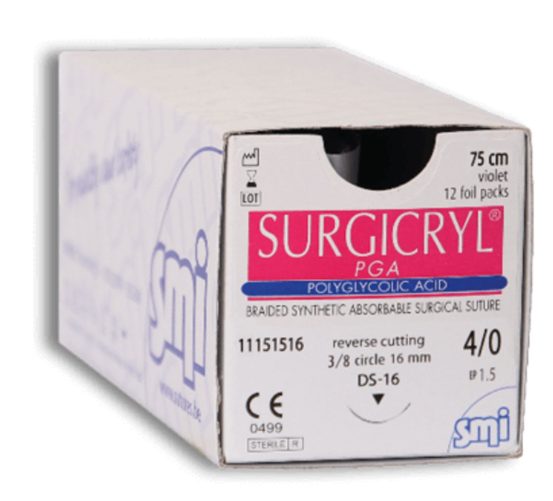 SMI Surgicryl Polyglycolic Acid Violet Sutures - 3/0 11200015 Pack of 12