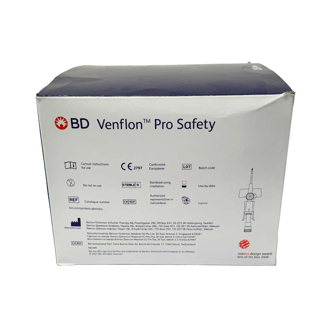 BD Venflon Pro IV Cannula, 22G x 1 Inch - Box of 50 (393222)