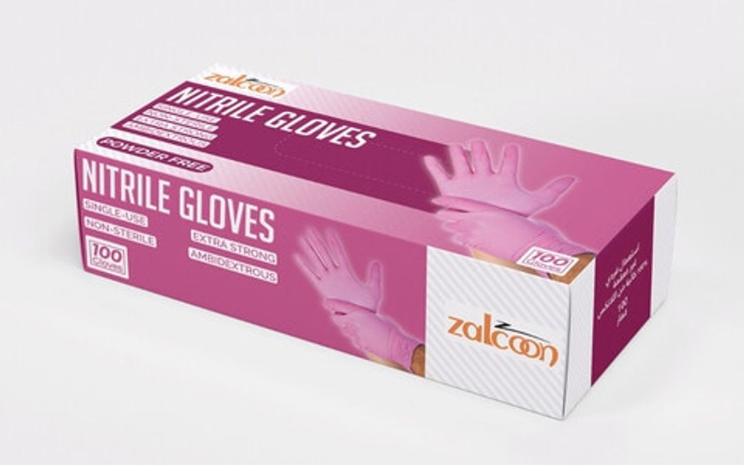 Zalcoon Powder Free Pink Nitrile Gloves - Small Pack of 100 Gloves