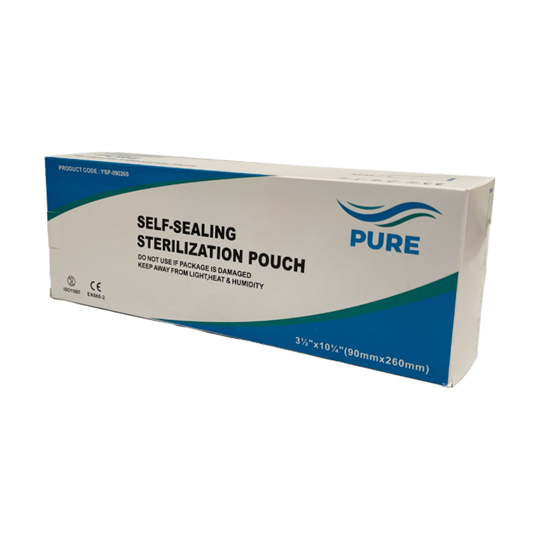 Pure Healthcare Self Adhesive Sterilization Pouch W/Indicator, 90 mm x 230 mm - Pack of 200