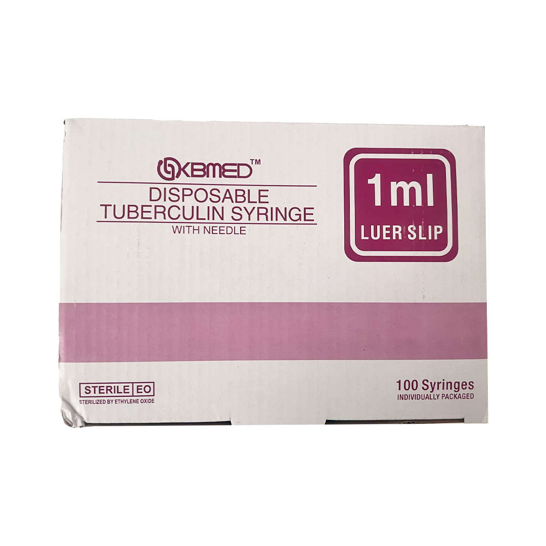 KBMED 1ml Disposable Tuberculin Syringe with Needle,27G x 1/2 Inch - Pack of 100