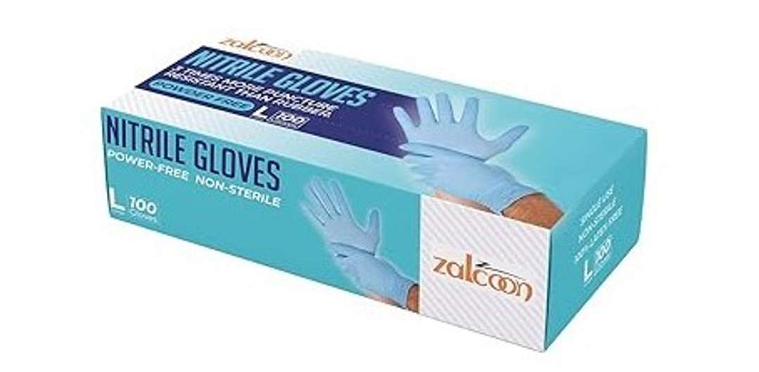 Zalcoon Powder Free Blue Nitrile Examination Gloves Pack of 100