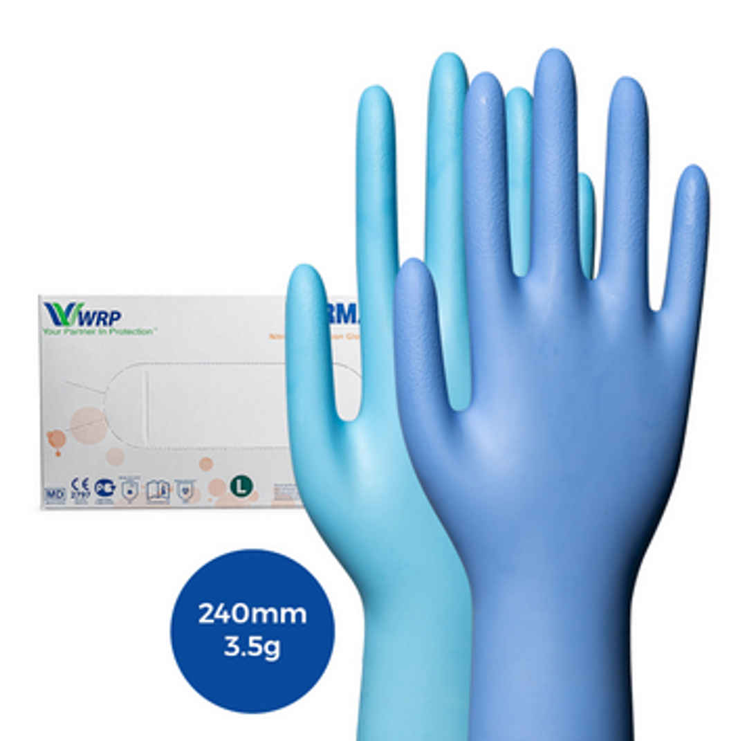 WRP Dermagrip Ultra LS Nitrile Powder Free Examination Gloves - Medium - Pack of 100