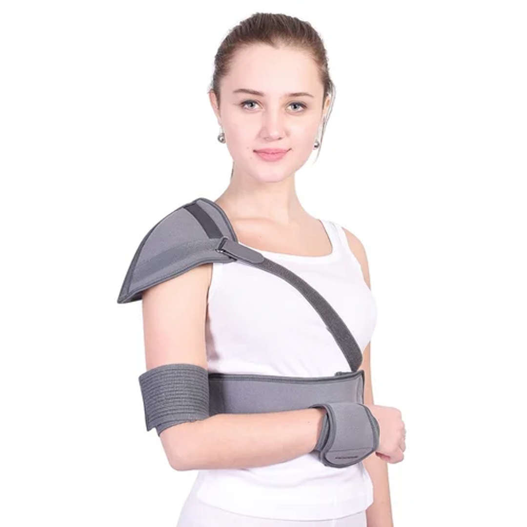 Dyna Elastic Shoulder Immobilizer Grey, XLarge | Adjustable Shoulder Support for Large Frames