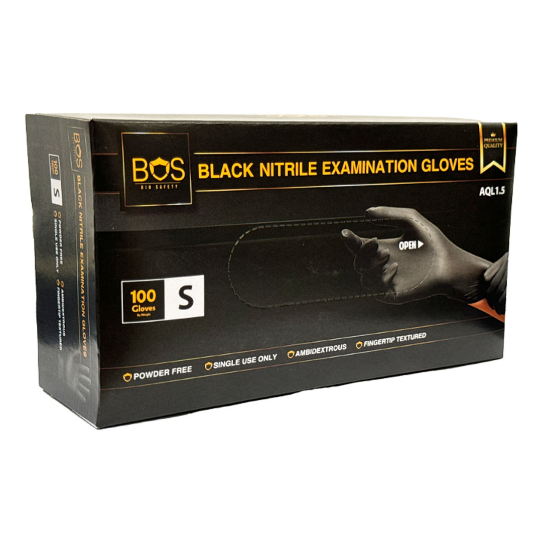 Boss Black Nitrile Examination Glove - Small Pack of 100