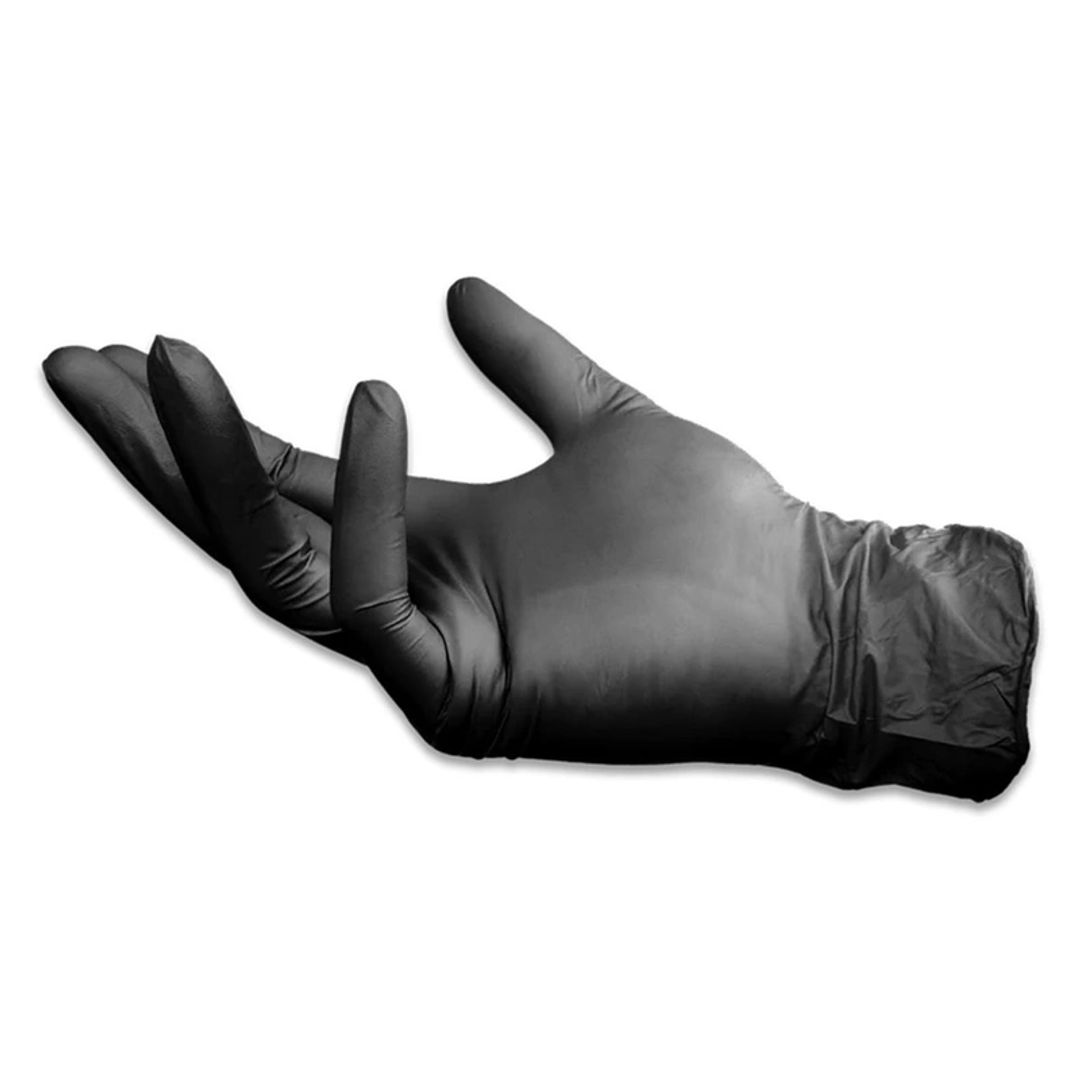 Palm Care Nitrile Disposable Powder Free Gloves (Black) - Small Pack of 100