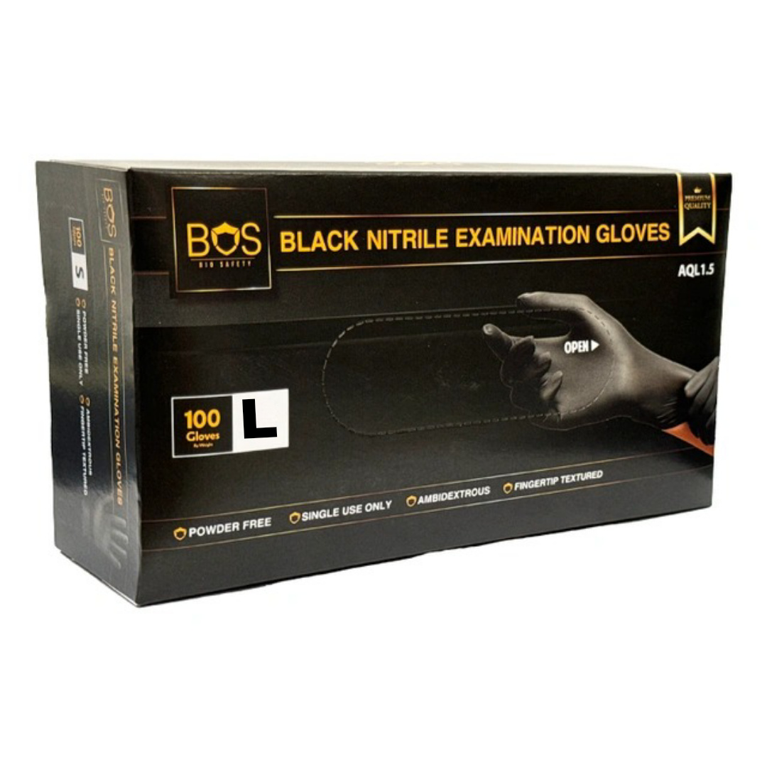 Boss Nitrile Black Gloves - Large Pack of 100