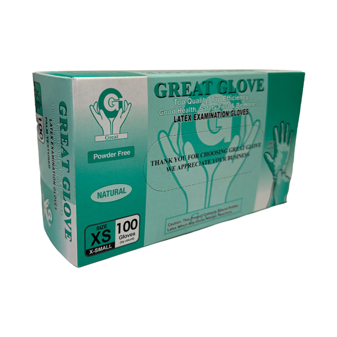 Great Glove Latex Examination Gloves - Xsmall Pack of 100