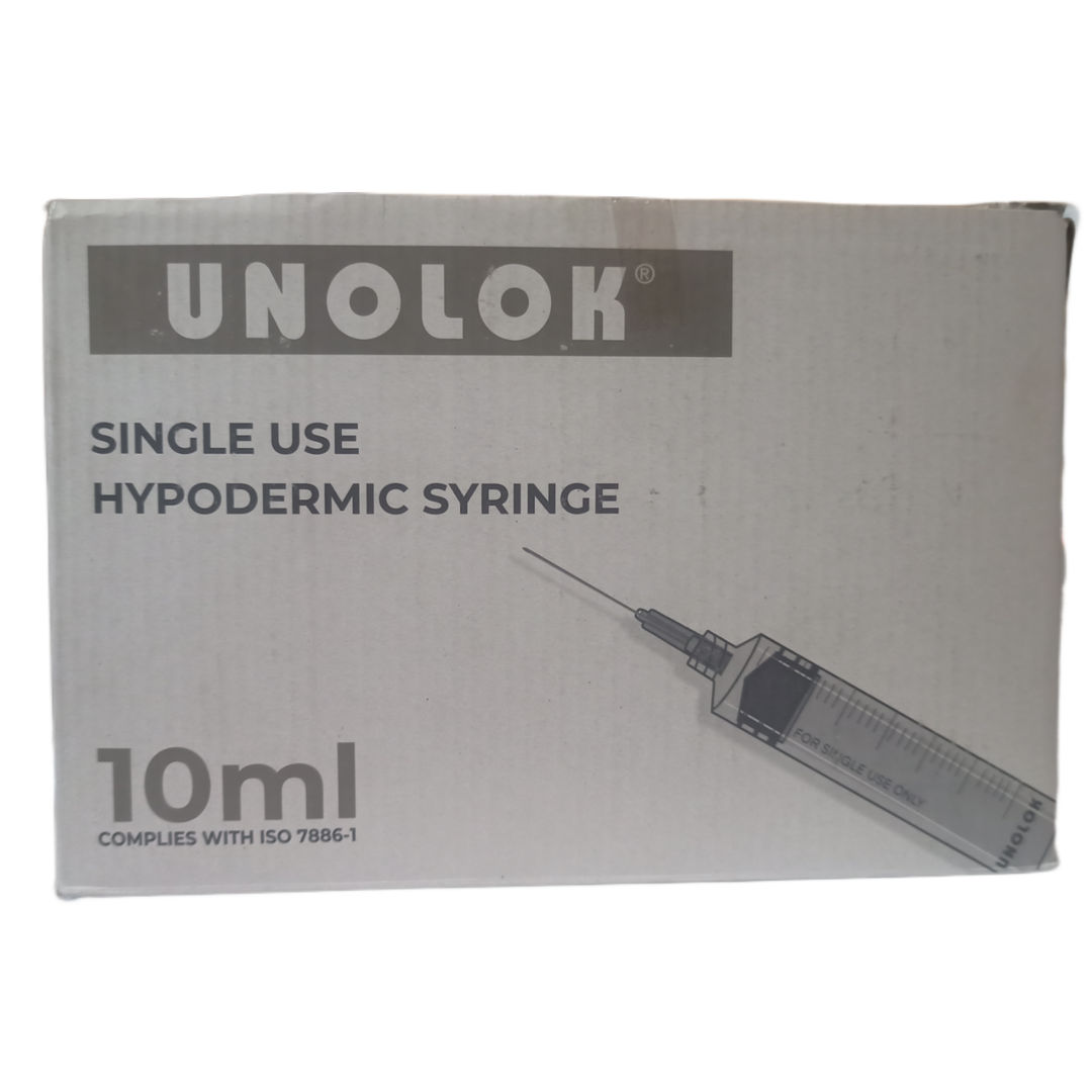 HMD Unolok Syringe - 10ml, 21G x 1-1/2 Inch, Luer Lok, Pack of 50