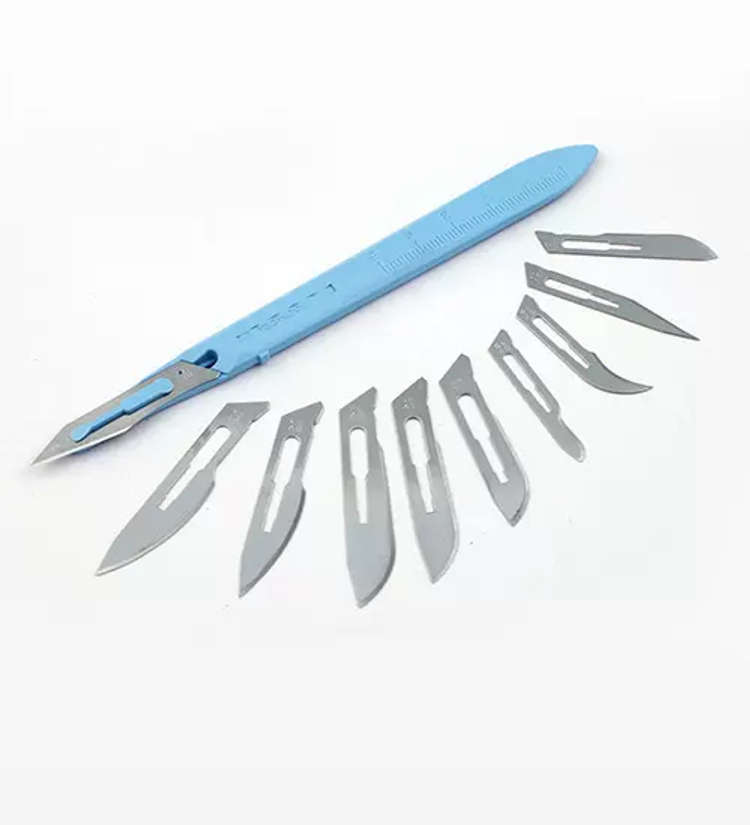 Swiss Carbon Steel Straight Blade Glass Van Sterile Surgical