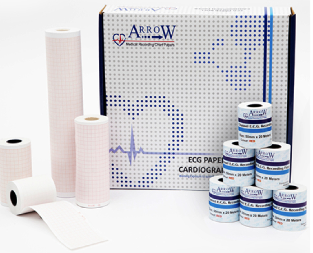 Arrow ECG Paper - 90 mm x 90 mm x 400 sheets - 5 Rolls/Box  (AZS 1)