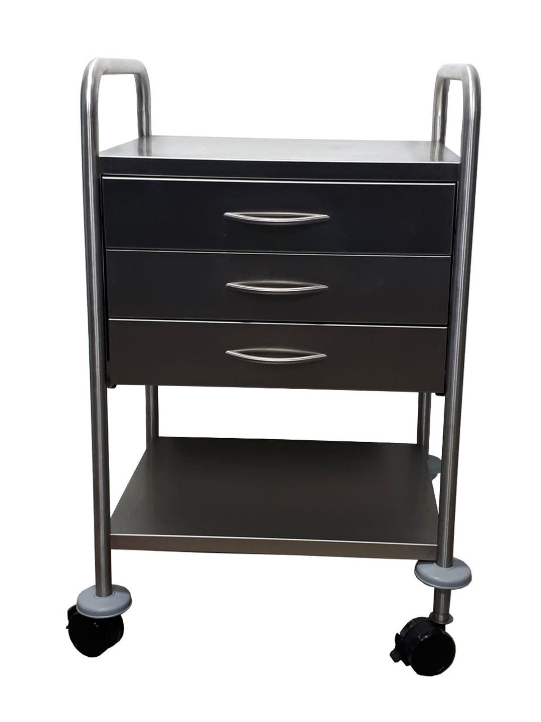 Dp Metallic 3 Drawer and 1 Shelve Dressing Trolley - with Side Rail 55 x 42 x 90cm