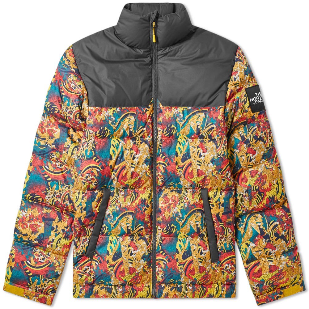 the north face black label 1992 nuptse jacket leopard yellow genesis