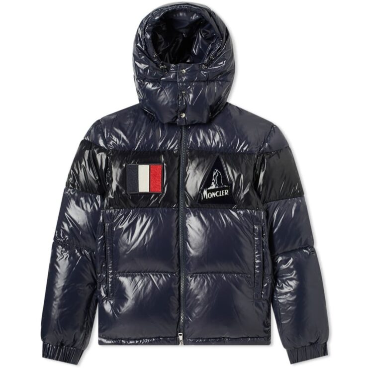 Moncler Gary Patch Hooded Down Jacket in Navy