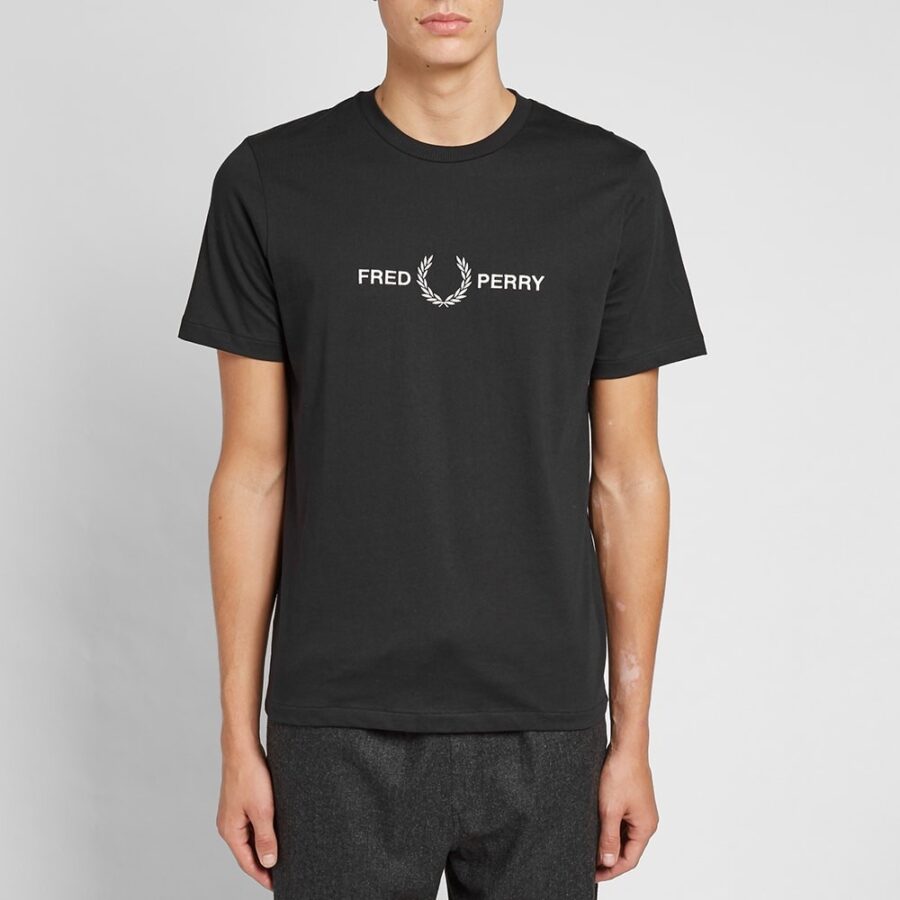 black and white fred perry t shirt