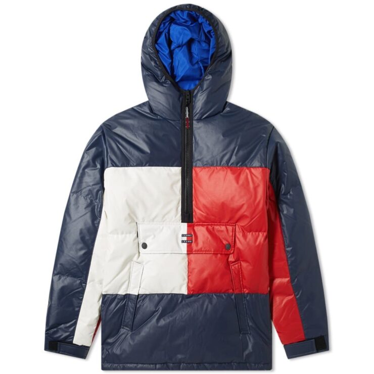 Tommy Jeans Flag Puffer Jacket in Navy, White and Red