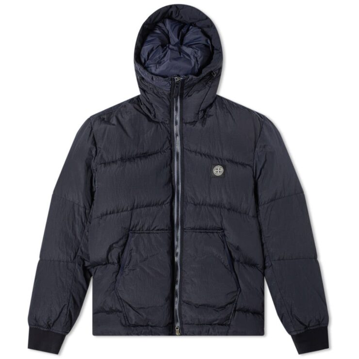 Stone Island Metal Nylon Watro Ripstop Jacket in Metallic Navy Blue