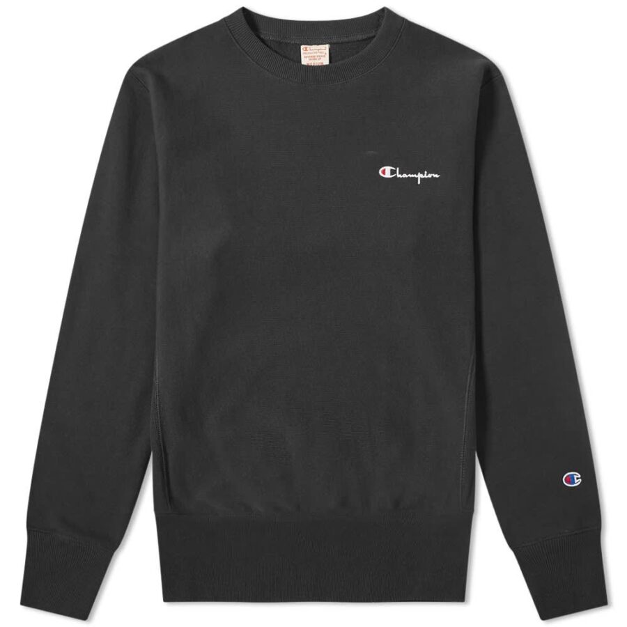 Champion Small Script Crewneck Sweatshirt 'Black' | MRSORTED