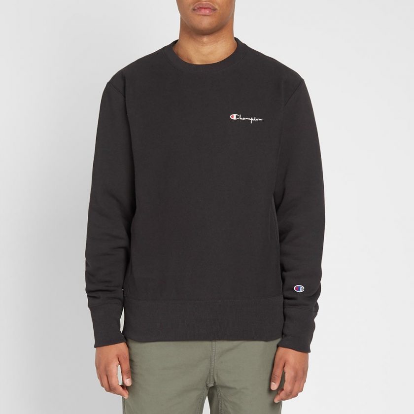 Champion Small Script Crewneck Sweatshirt 'Black' | MRSORTED