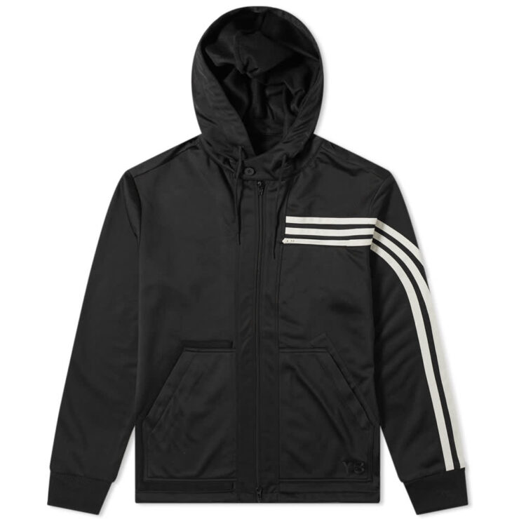 Y-3 3 Stripe Hooded Track Jacket 'Black & Ecru'