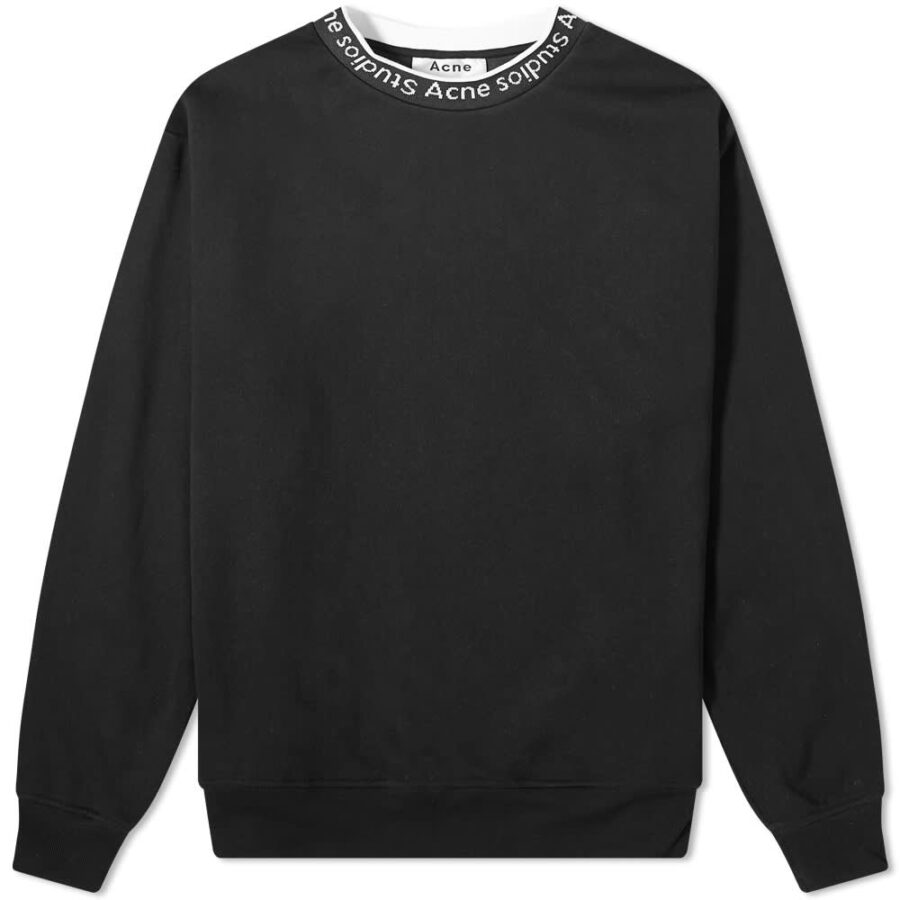 Acne Studios Fulton Logo Ribbed Crewneck Sweatshirt 'Black' | MRSORTED