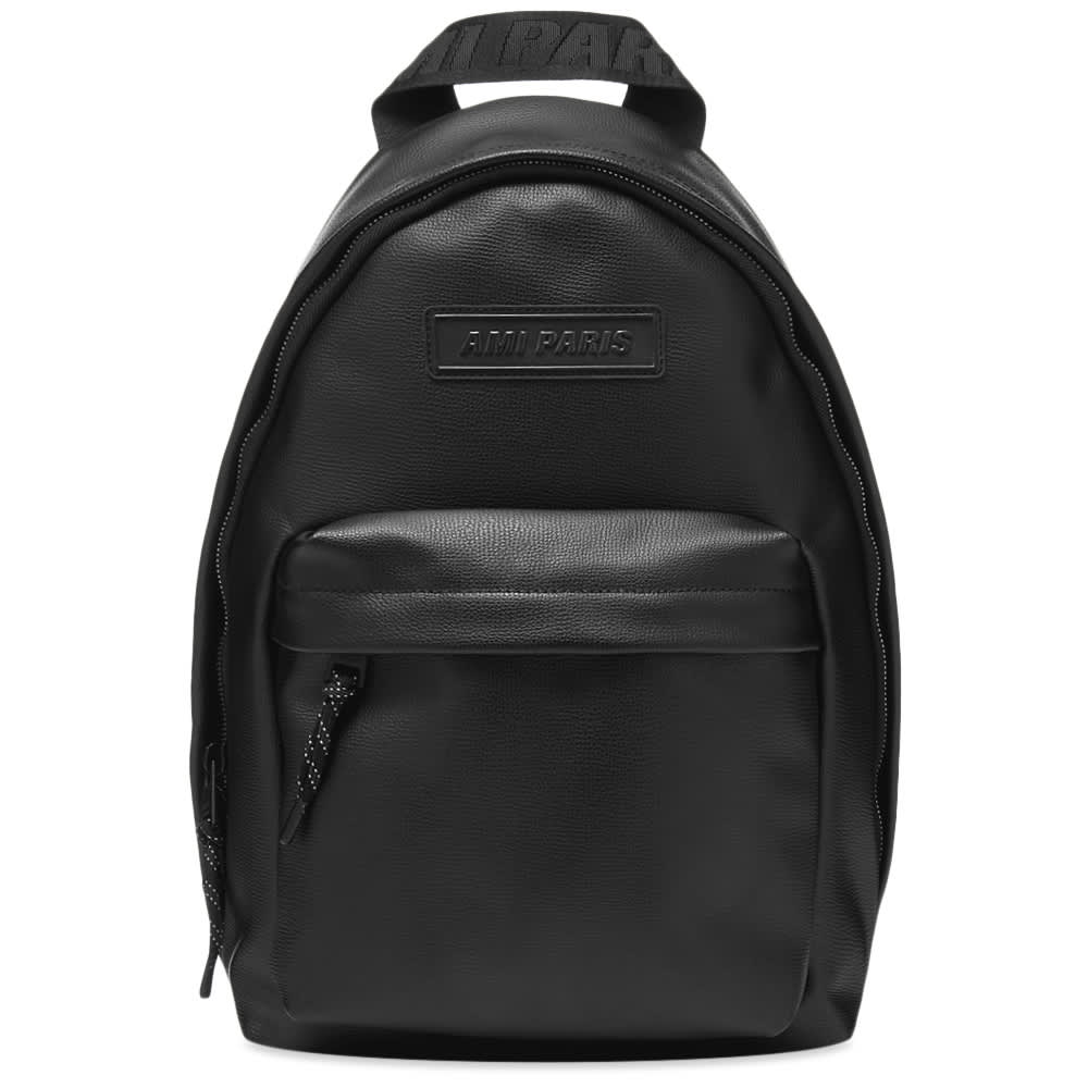 AMI Logo Patch Leather Backpack 'Black' | MRSORTED