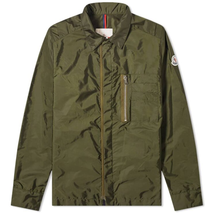 Moncler Nylon Logo Zip Pocket Overshirt 'Green'