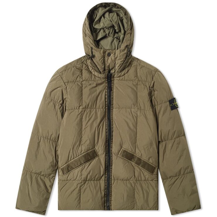 Stone Island Crinkle Reps Hooded Down Jacket 'Green'