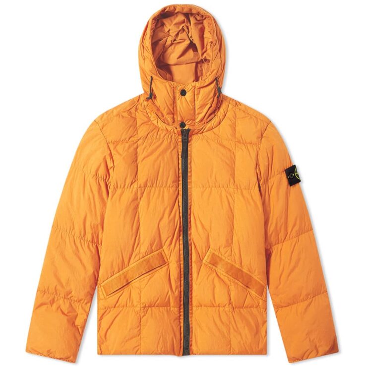 Stone Island Crinkle Reps Hooded Down Jacket 'Orange'
