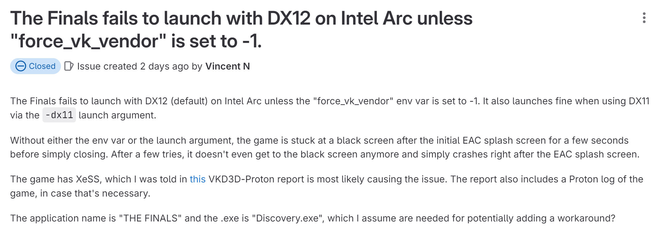 Intel Arc GPUs Can't Run The Finals On Linux But Concealing GPU Vendor Does The Job