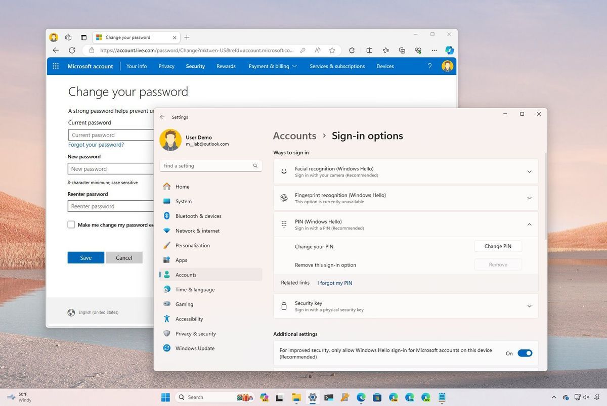 How to change account password on Windows 11