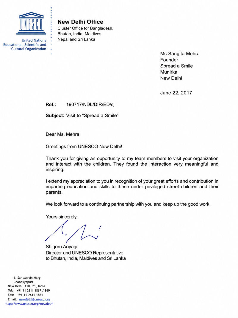 Letter of Appreciation from Global Partners