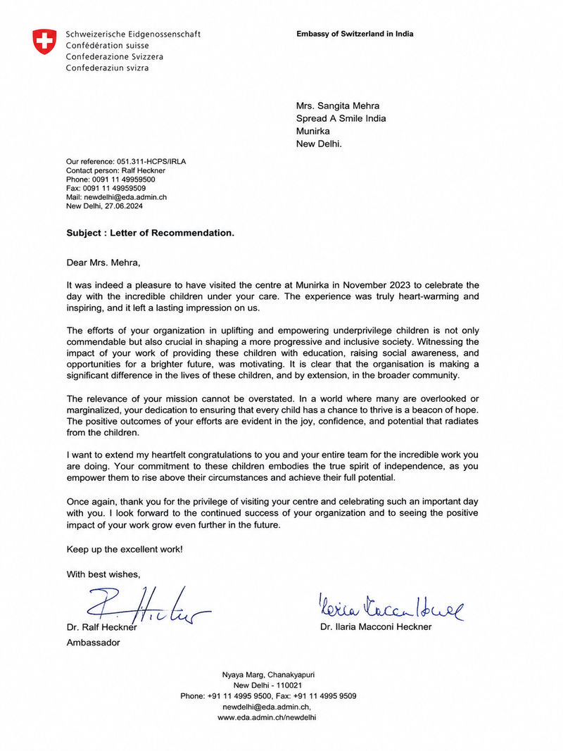 Letter from Embassy of Switzerland