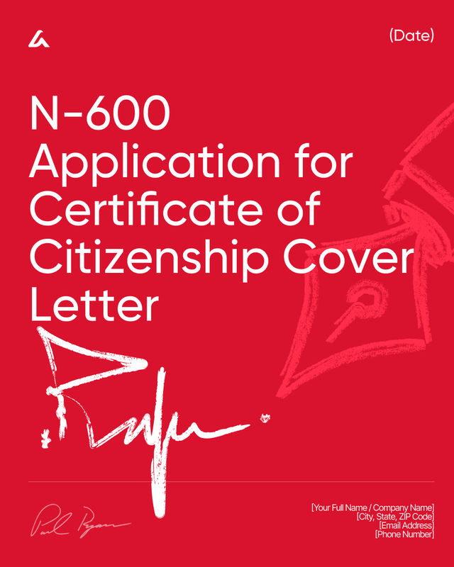 N-600 Certificate of Citizenship Application Cover Letter