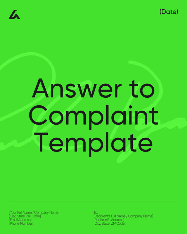 Answer to Complaint Template: Defenses, Admissions & Deadlines