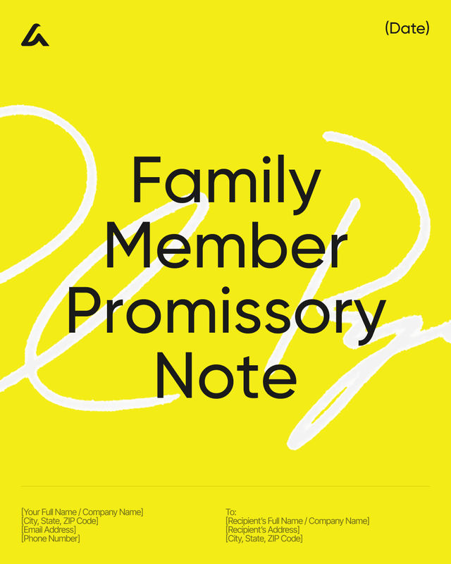 Family Member Promissory Note Template