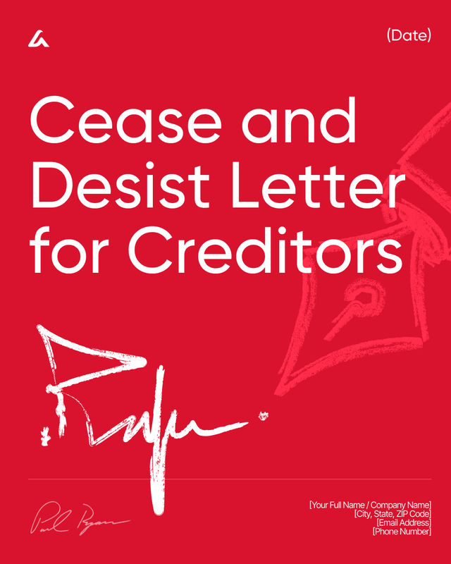 Cease and Desist Letter for Creditors Template: Harassment