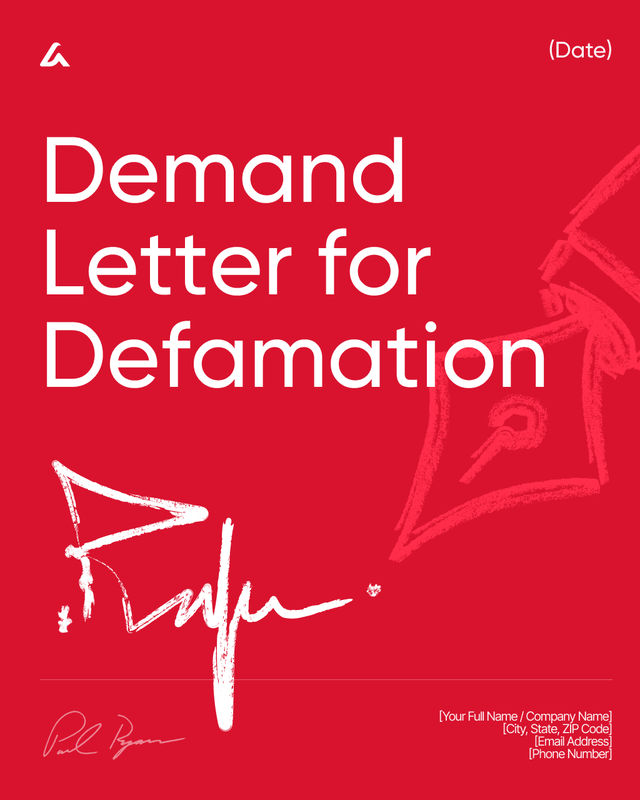 Demand Letter for Defamation Template: False Statements