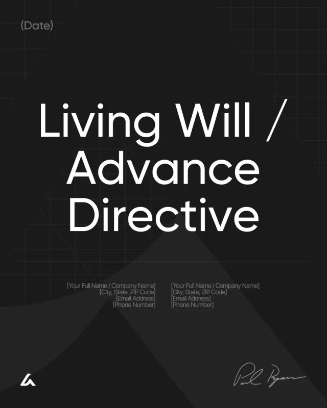 Living Will / Advance Directive Template: Medical Care