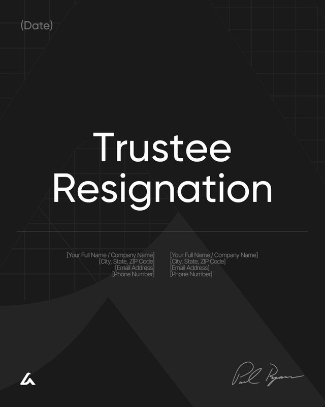 Trustee Resignation Template: Notice and Transfer Terms