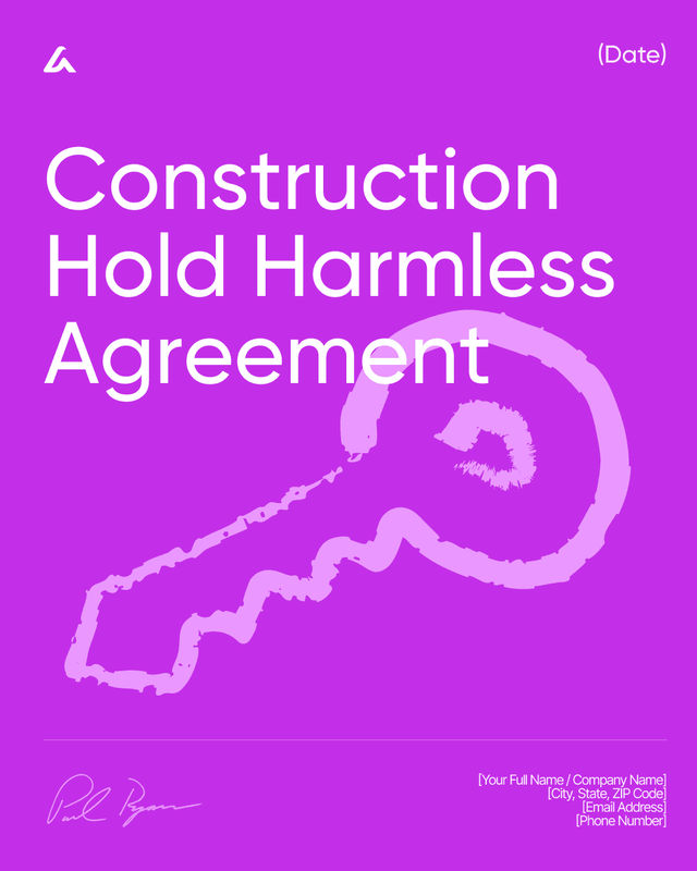 Construction Hold Harmless Agreement Template