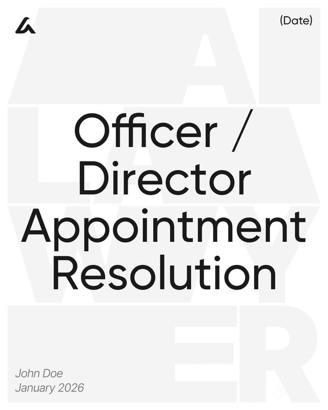 Officer / Director Appointment Resolution Template