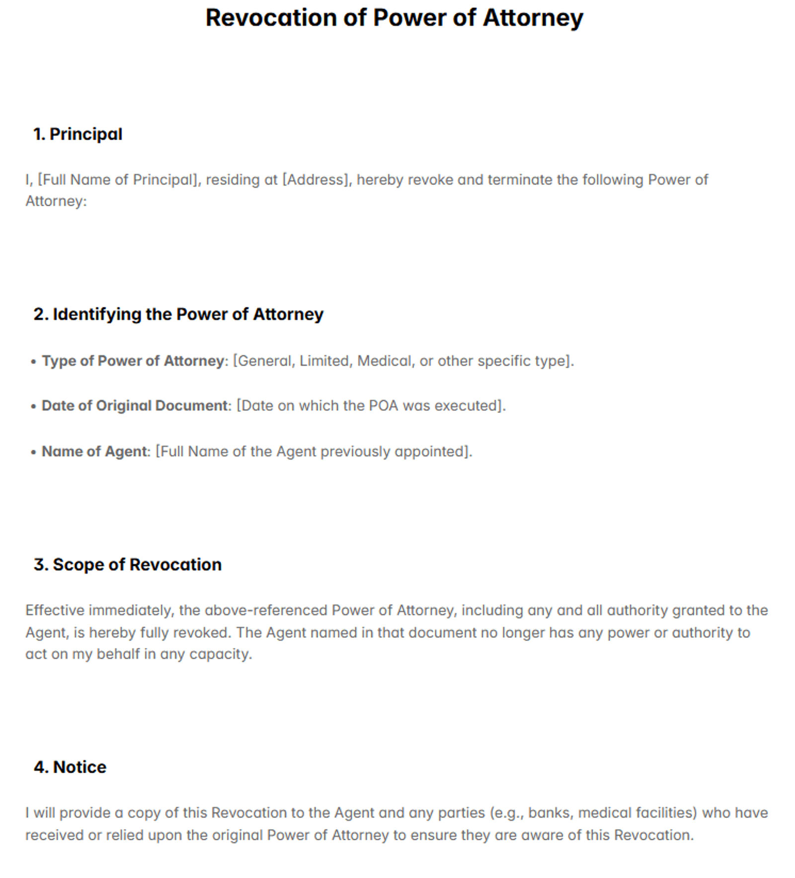 Revocation of Power of Attorney: Free 2026 AI-Generated Template