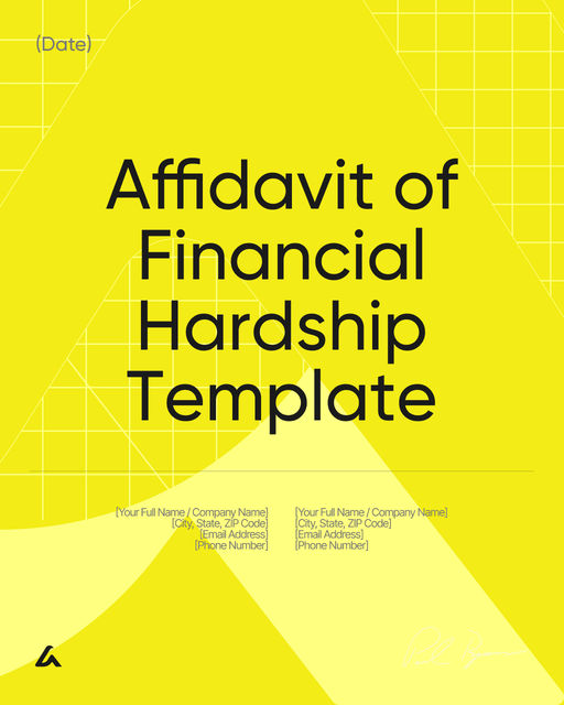 Affidavit of Financial Hardship Template