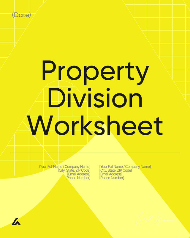 Property Division Worksheet Template: Marital Assets & Debts